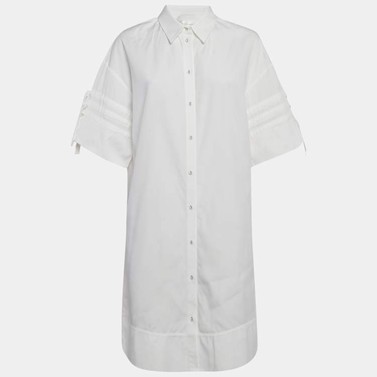 مملوكة مسبقًا Victoria Victoria Beckham White Cotton Poplin Shirt Dress M  