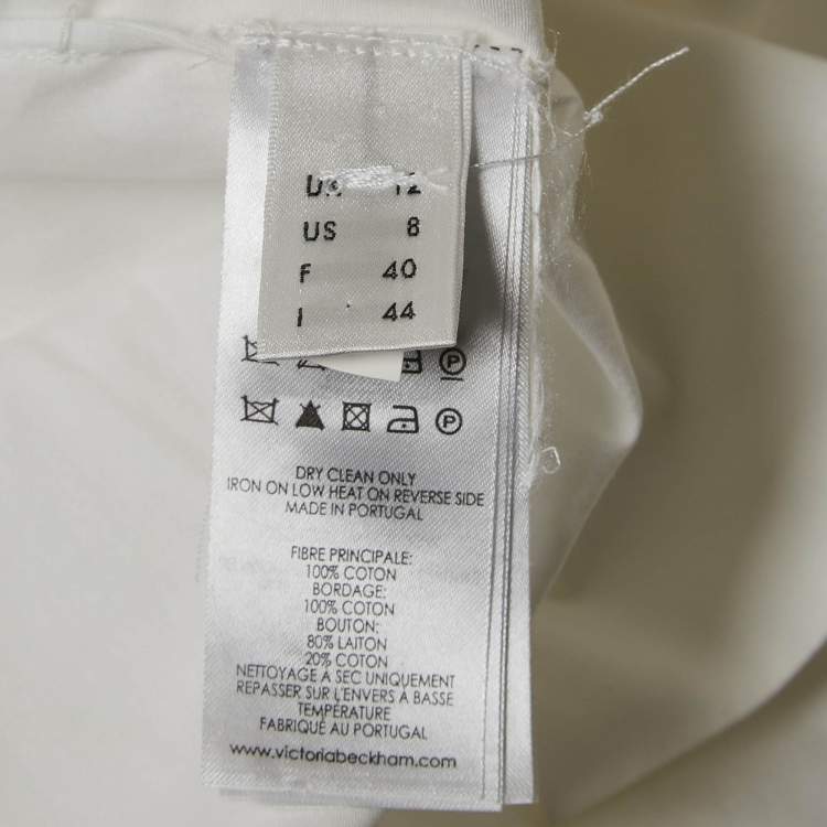 مملوكة مسبقًا Victoria Victoria Beckham White Cotton Poplin Shirt Dress M  