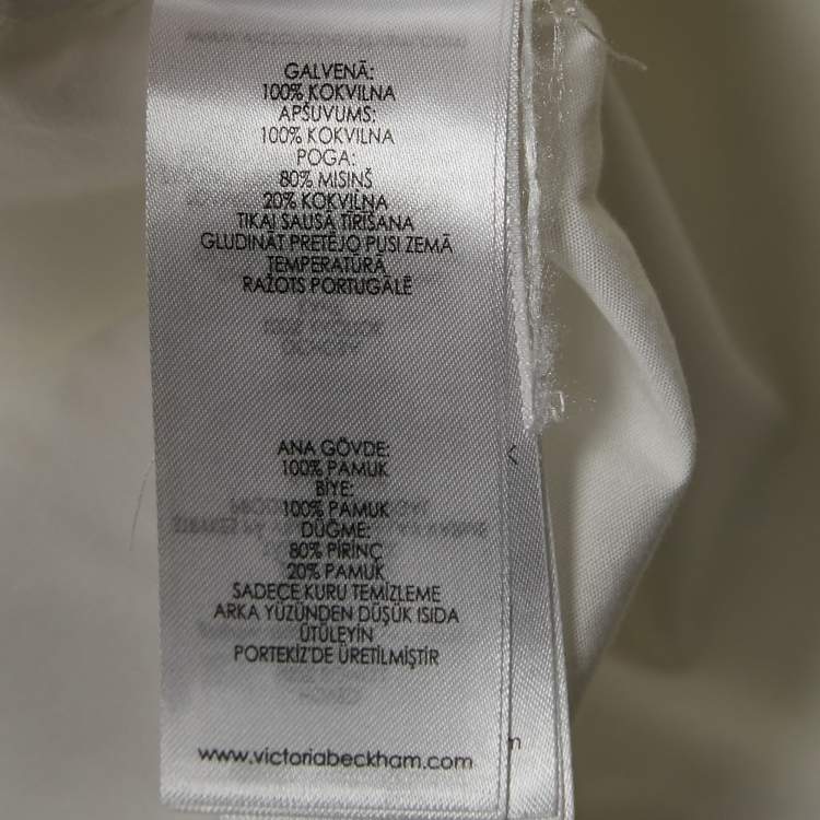 مملوكة مسبقًا Victoria Victoria Beckham White Cotton Poplin Shirt Dress M  