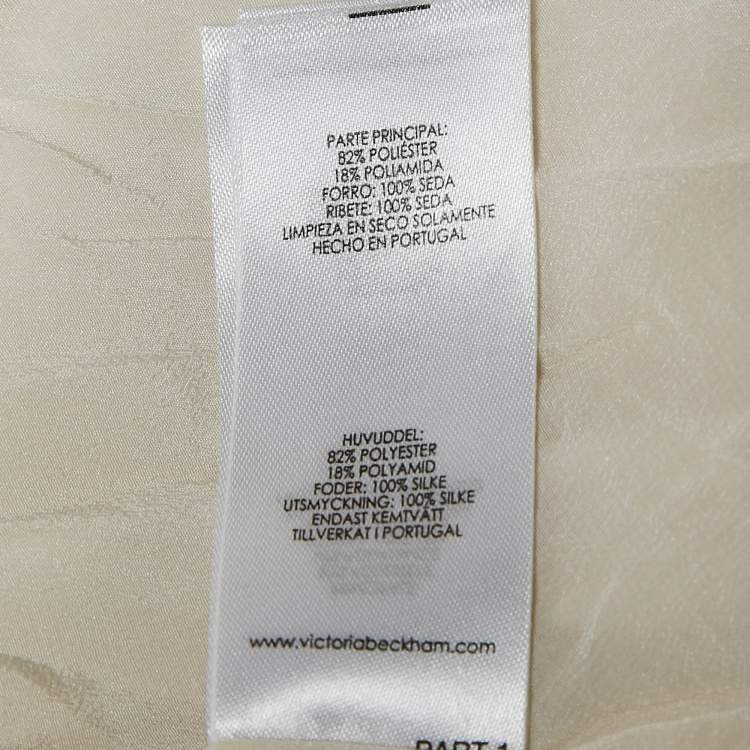 Pre Owned Victoria Victoria Beckham White Textured Synthetic Zip Waist Mini Dress M