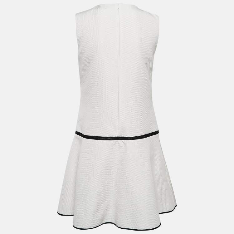 Pre Owned Victoria Victoria Beckham White Textured Synthetic Zip Waist Mini Dress M