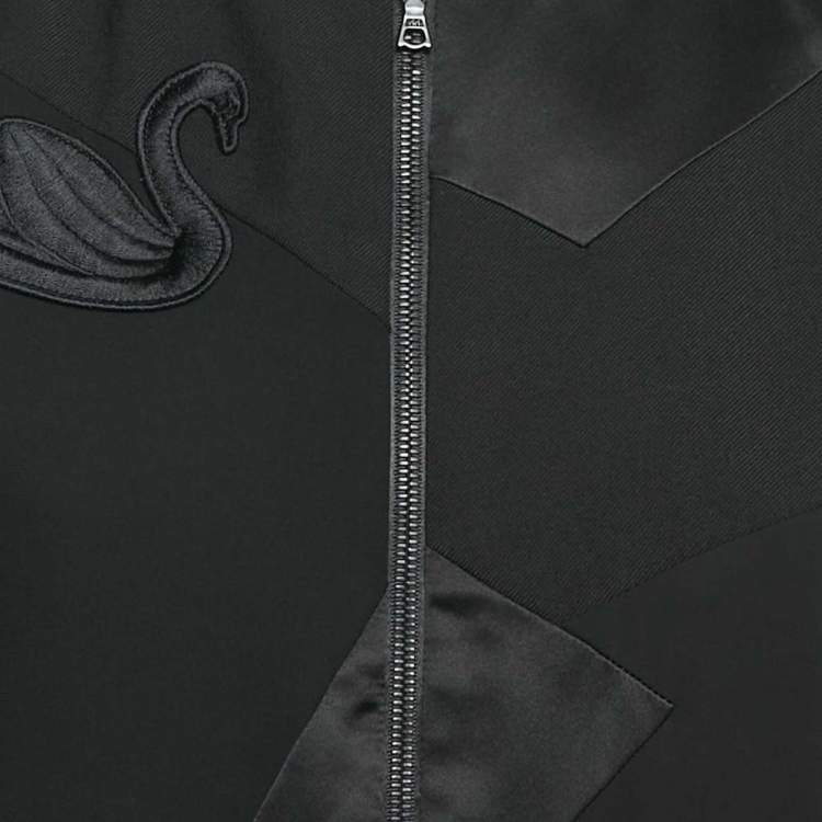 Pre Owned Victoria Victoria Beckham Black Wool Swan Applique Zip-Up Jacket M