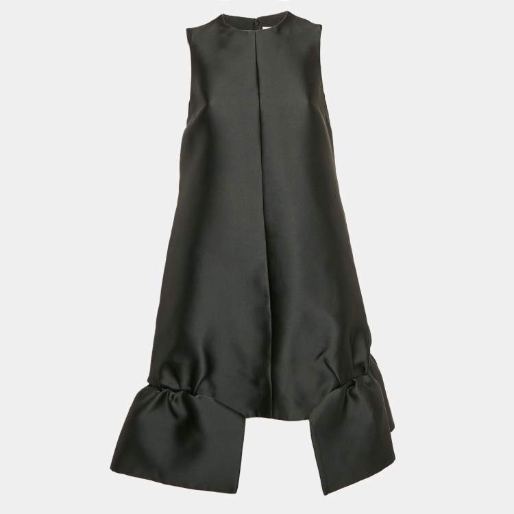 Pre Owned Victoria Victoria Beckham Black Satin Flounce Shift Dress M