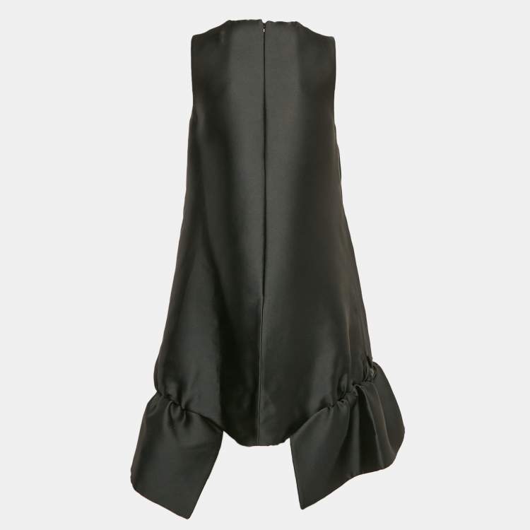 Pre Owned Victoria Victoria Beckham Black Satin Flounce Shift Dress M