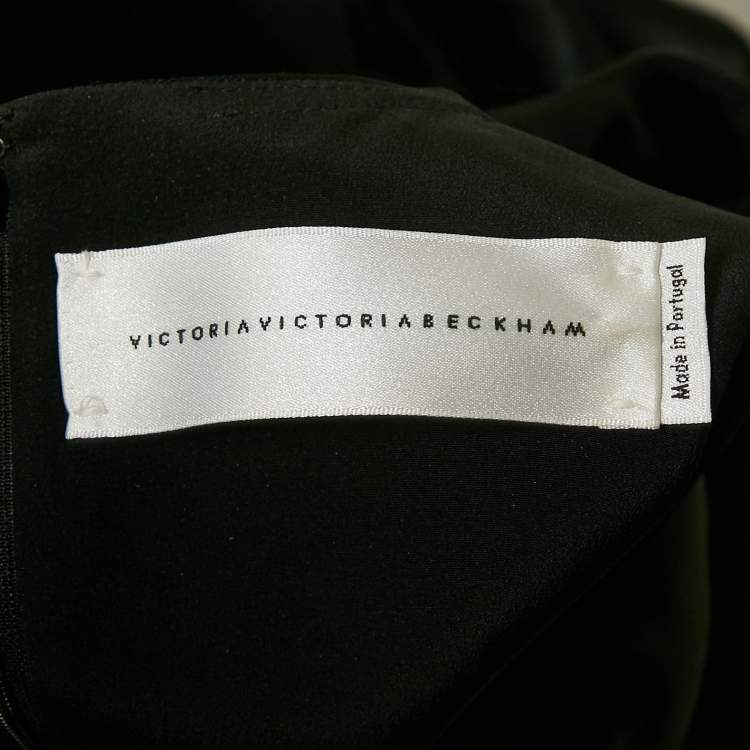Pre Owned Victoria Victoria Beckham Black Satin Flounce Shift Dress M
