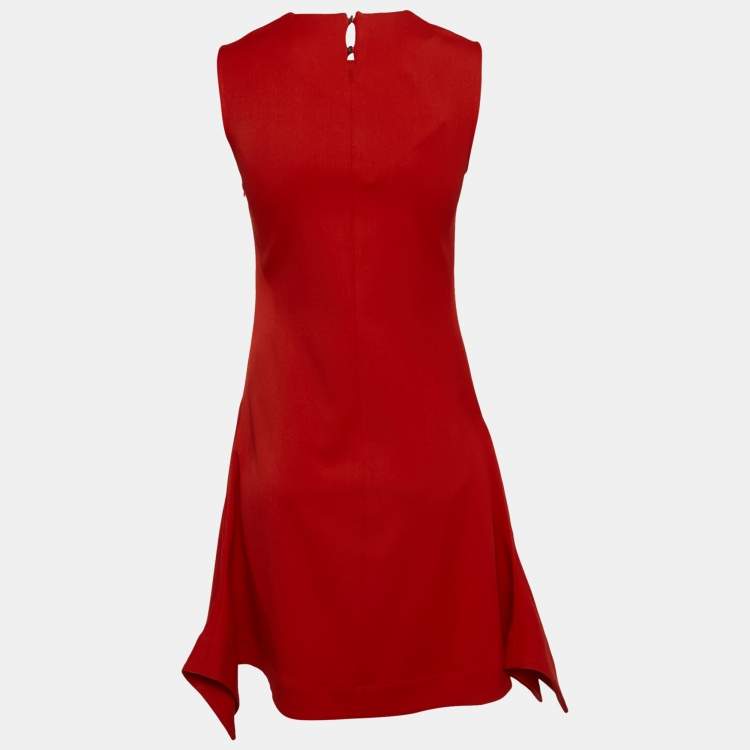 مملوكة مسبقًا Victoria Victoria Beckham Red Crepe Sleeveless Mini Dress XS