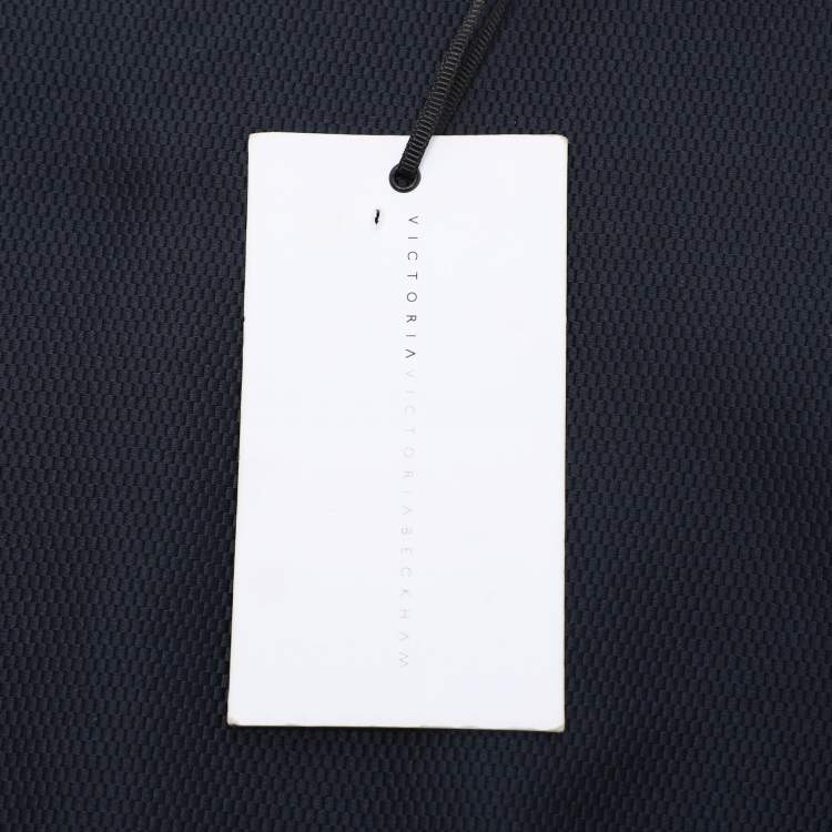 Pre Owned Victoria Victoria Beckham Navy Blue/Beige Jersey Dress S