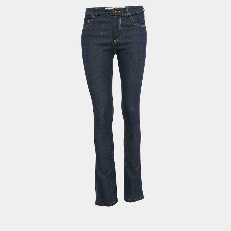 مملوكة مسبقًا Victoria Victoria Beckham Blue Denim Wide Leg Jeans S Waist 26"