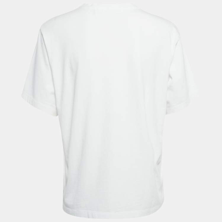 Pre Owned Victoria Victoria Beckham White Printed Cotton Crew Neck T-Shirt M