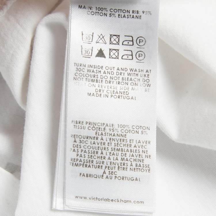 Pre Owned Victoria Victoria Beckham White Printed Cotton Crew Neck T-Shirt M