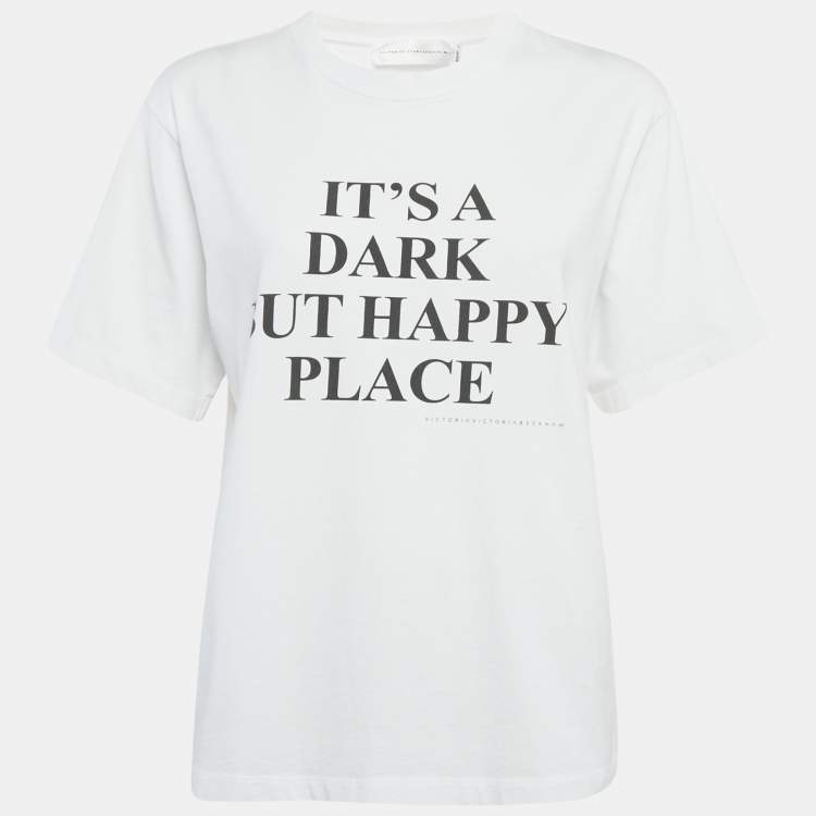Pre Owned Victoria Victoria Beckham White Printed Cotton Crew Neck T-Shirt M