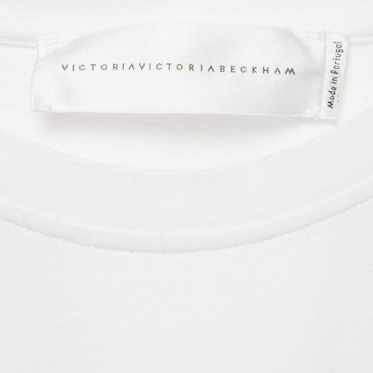 Pre Owned Victoria Victoria Beckham White Printed Cotton Crew Neck T-Shirt M