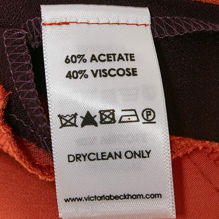 Pre Owned Victoria Victoria Beckham Burgundy/Orange Colorblocked Crepe Short Dress L