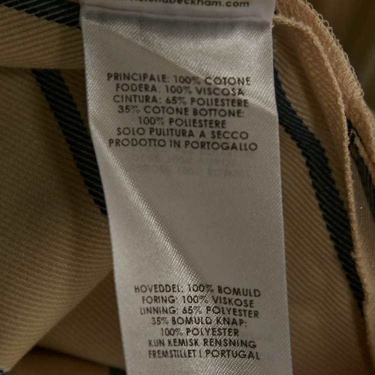 Pre Owned Victoria Victoria Beckham Beige Stripe Gabardine Cotton Trousers M