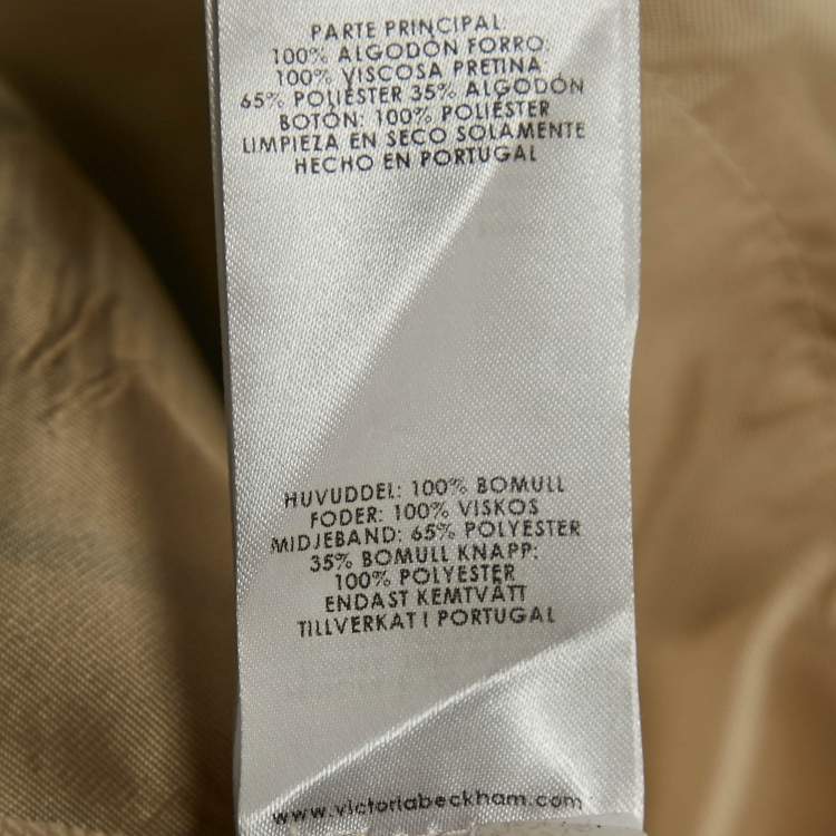 Pre Owned Victoria Victoria Beckham Beige Stripe Gabardine Cotton Trousers M