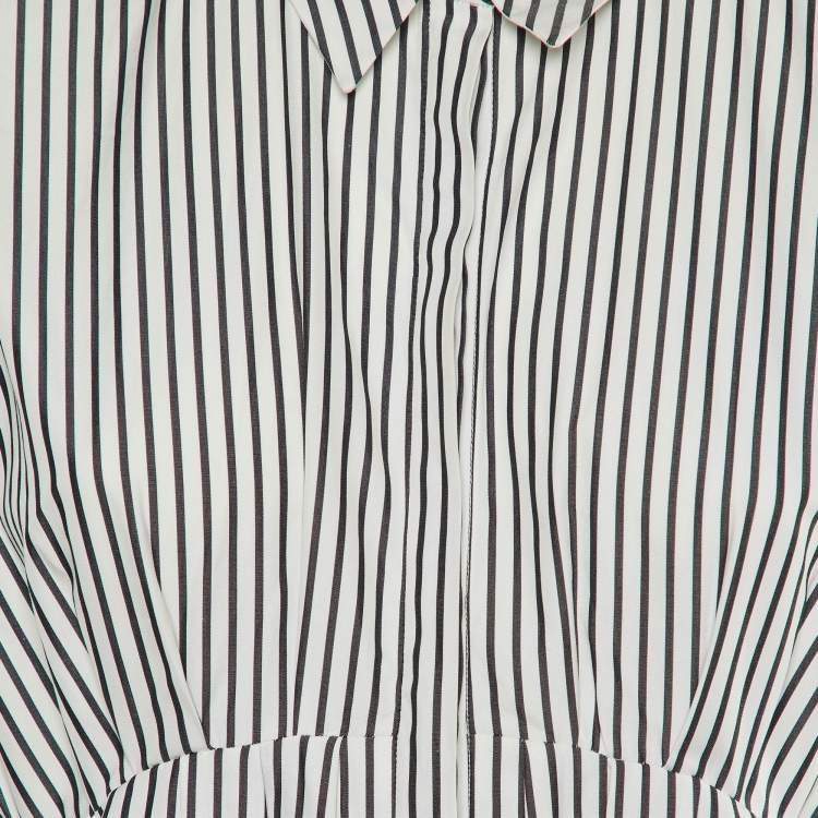 Pre Owned Victoria Victoria Beckham White Striped Cotton Shirt Dress M