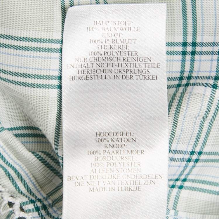 Pre Owned Victoria Victoria Beckham Green Plaid Cotton Button Front Blouse S