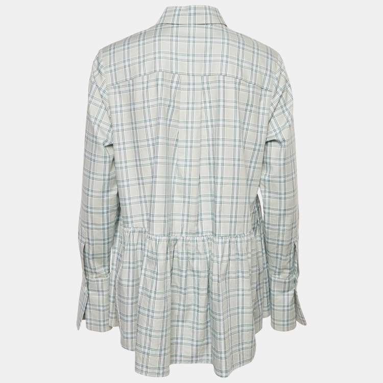 Pre Owned Victoria Victoria Beckham Green Plaid Cotton Button Front Blouse S