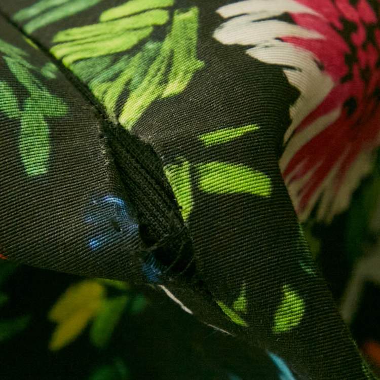 Pre Owned Victoria Victoria Beckham Black Floral Print Crepe Pleated Mini Skirt S