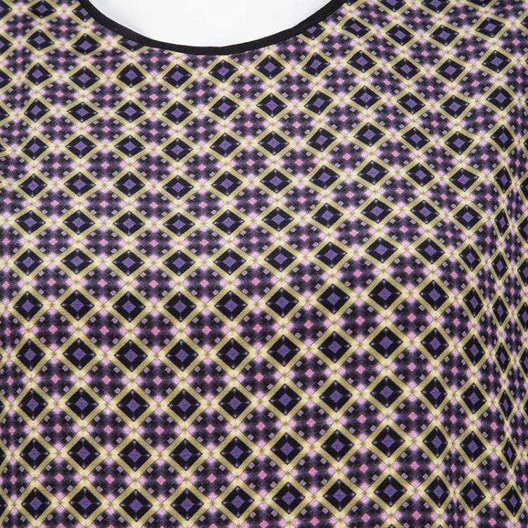 مملوكة مسبقًا Victoria Victoria Beckham Multicolor Printed Silk and Jacquard Short Sleeve Dress M