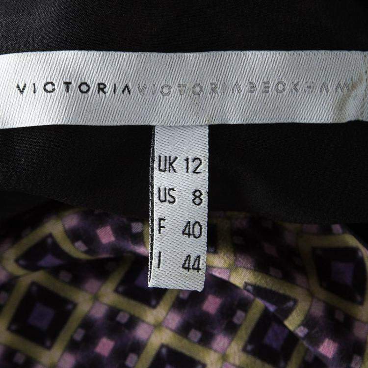 مملوكة مسبقًا Victoria Victoria Beckham Multicolor Printed Silk and Jacquard Short Sleeve Dress M