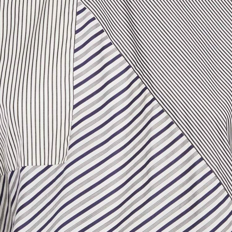 Pre Owned Victoria Victoria Beckham Blue Striped Cotton Patchwork Shirt S 