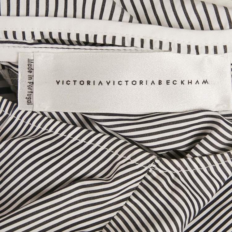Pre Owned Victoria Victoria Beckham Blue Striped Cotton Patchwork Shirt S 