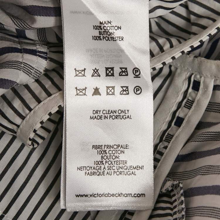 Pre Owned Victoria Victoria Beckham Blue Striped Cotton Patchwork Shirt S 