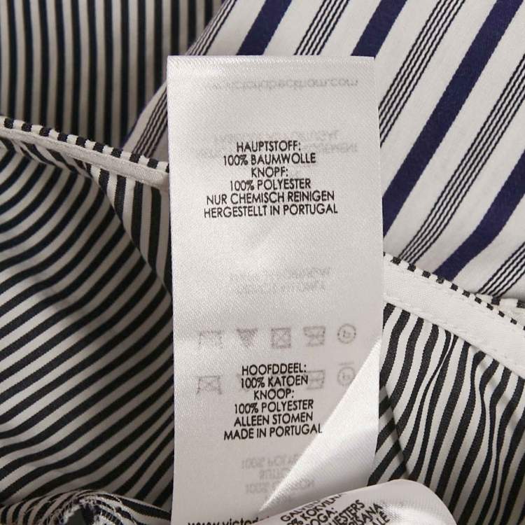 Pre Owned Victoria Victoria Beckham Blue Striped Cotton Patchwork Shirt S 