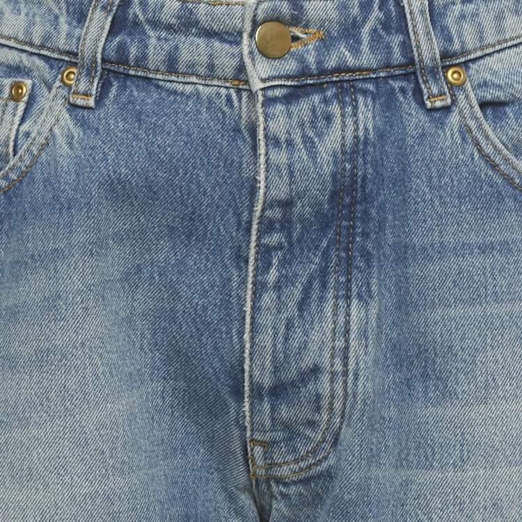 Pre Owned Victoria Victoria Beckham Blue Faded Denim Ripped Jeans S Waist 27"