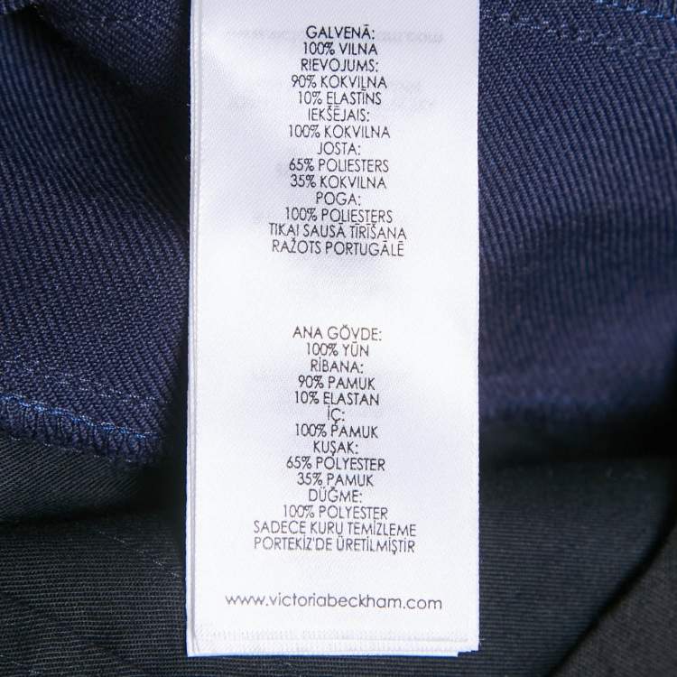Pre Owned Victoria Victoria Beckham Navy Blue Wool Side Stripe Detail Trousers S