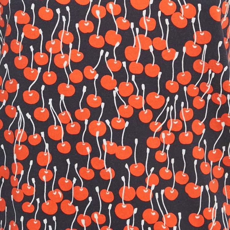 Pre Owned Victoria Victoria Beckham Midnight Blue Cherry Print Cotton T-Shirt M 