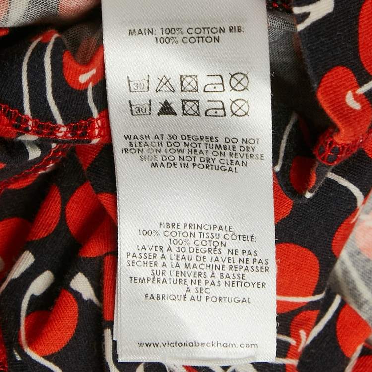 Pre Owned Victoria Victoria Beckham Midnight Blue Cherry Print Cotton T-Shirt M 