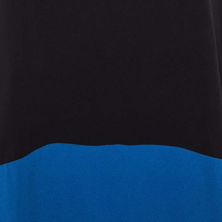 Pre Owned Victoria Victoria Beckham Black /Blue Crepe Mini Dress M