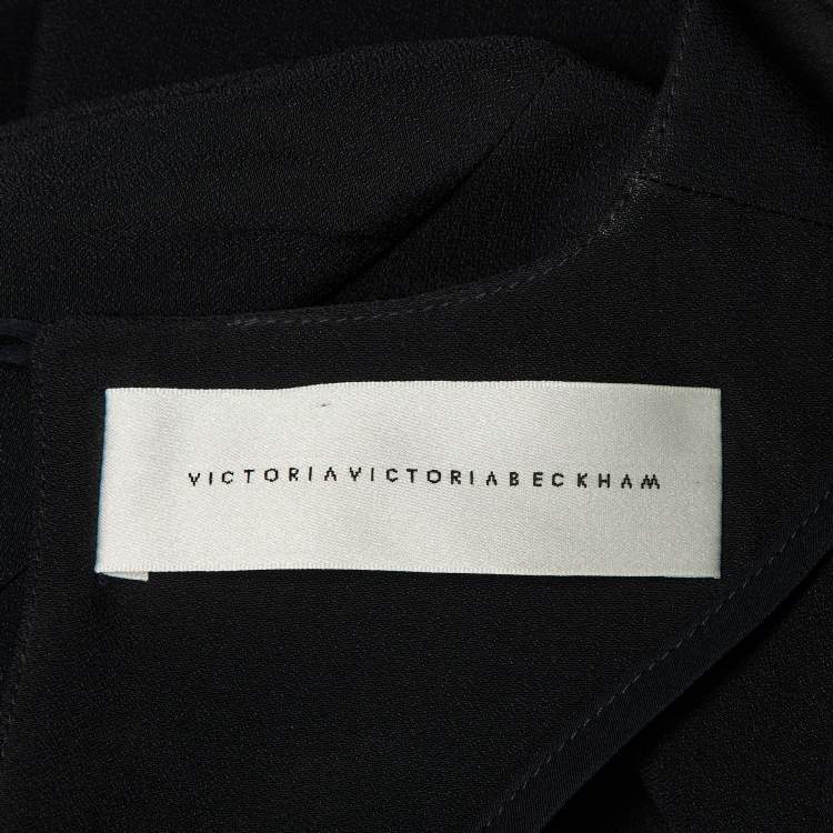 Pre Owned Victoria Victoria Beckham Black /Blue Crepe Mini Dress M