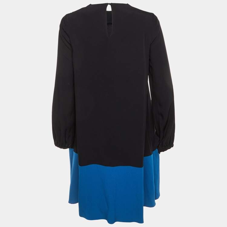 Pre Owned Victoria Victoria Beckham Black /Blue Crepe Mini Dress M