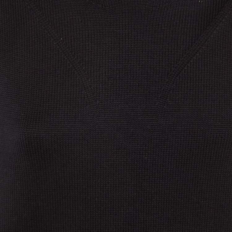 Pre Owned Victoria Victoria Beckham Navy Blue Wool Turtle Neck Side Tie Sweater Vest M