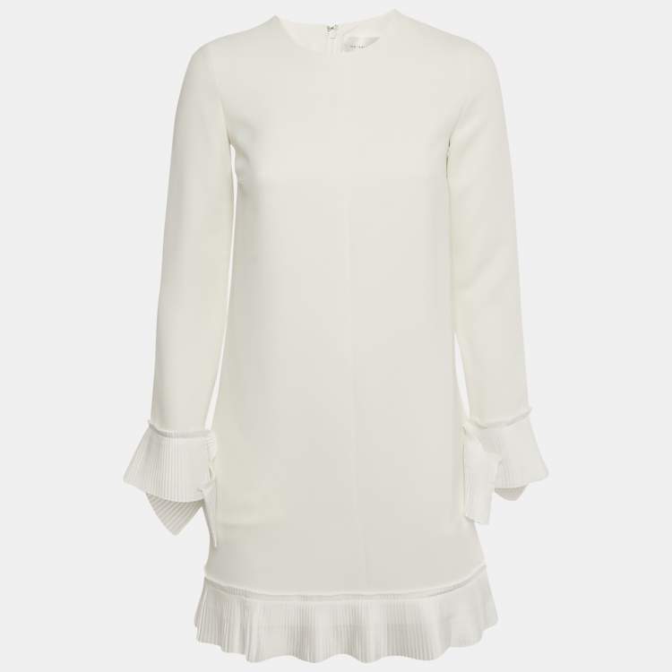 Pre Owned Victoria Victoria Beckham White Crepe Plisse Mini Dress S