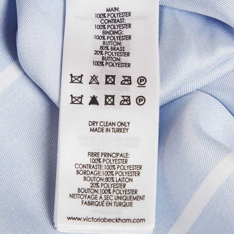 Pre Owned Victoria Victoria Beckham Blue Striped Satin Long Sleeve Shirt M