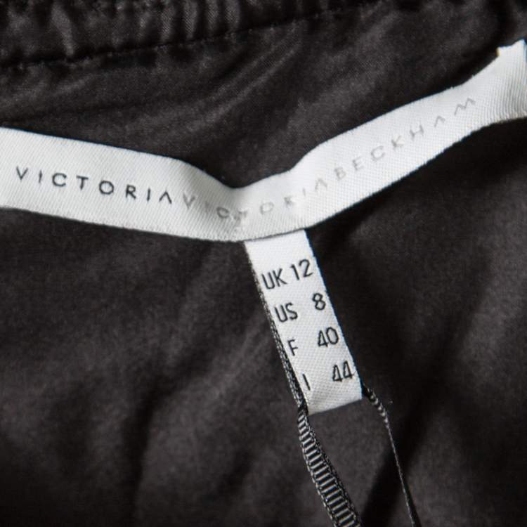 مملوكة مسبقًا Victoria Victoria Beckham Black Textured Wool Drop Waist Dress M