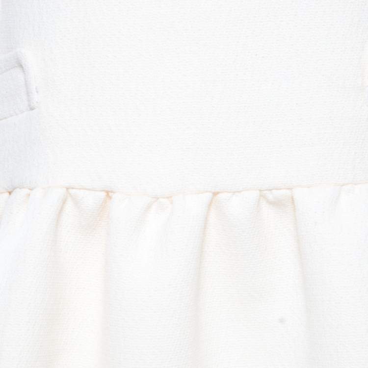 Pre Owned Victoria Victoria Beckham Soft Cream Summer Wool Flounce Dress  L