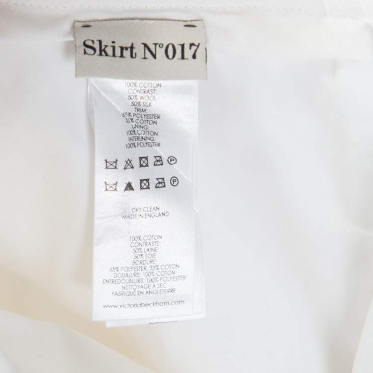 Pre Owned Victoria Victoria Beckham Cream Canvas Ruffled Hem Mini Skirt M