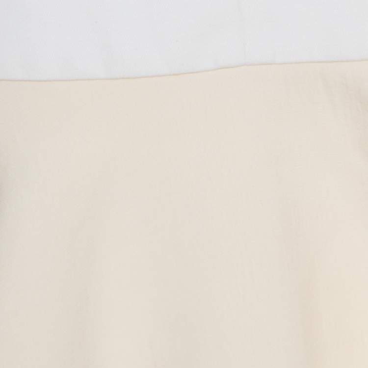 Pre Owned Victoria Victoria Beckham Cream Canvas Ruffled Hem Mini Skirt M
