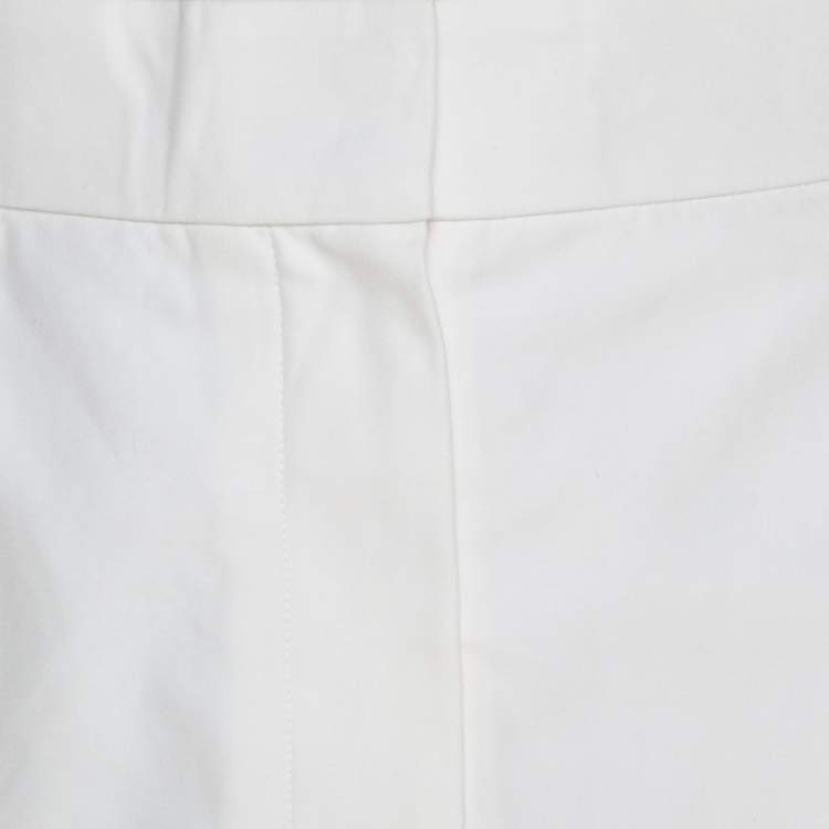 Pre Owned Victoria Victoria Beckham Cream Canvas Ruffled Hem Mini Skirt M