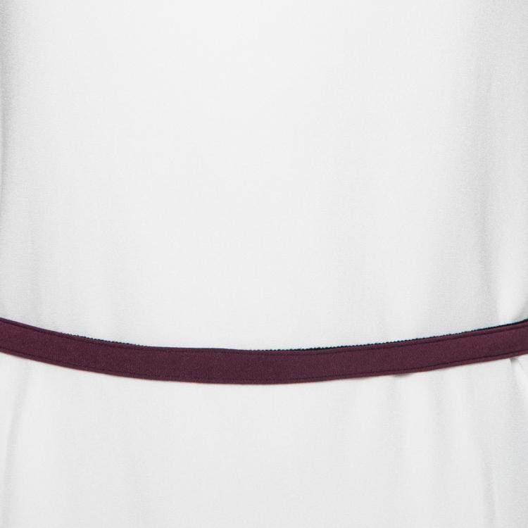 Pre Owned Victoria Victoria Beckham Purple and White Belted Shift Dress L