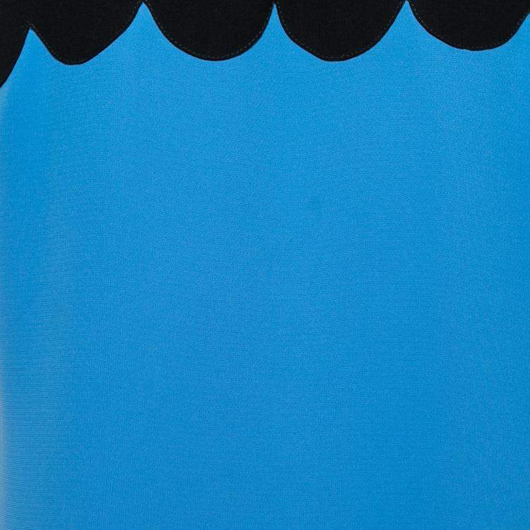 Pre Owned Victoria Victoria Beckham Blue Contrast Scalloped Yoke Flounce Dress M