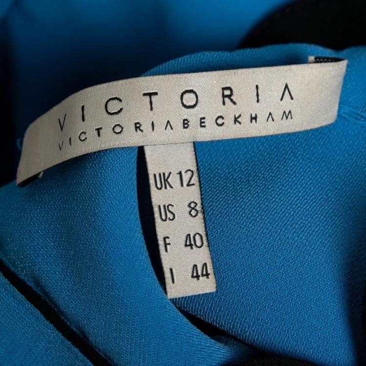 Pre Owned Victoria Victoria Beckham Blue Contrast Scalloped Yoke Flounce Dress M
