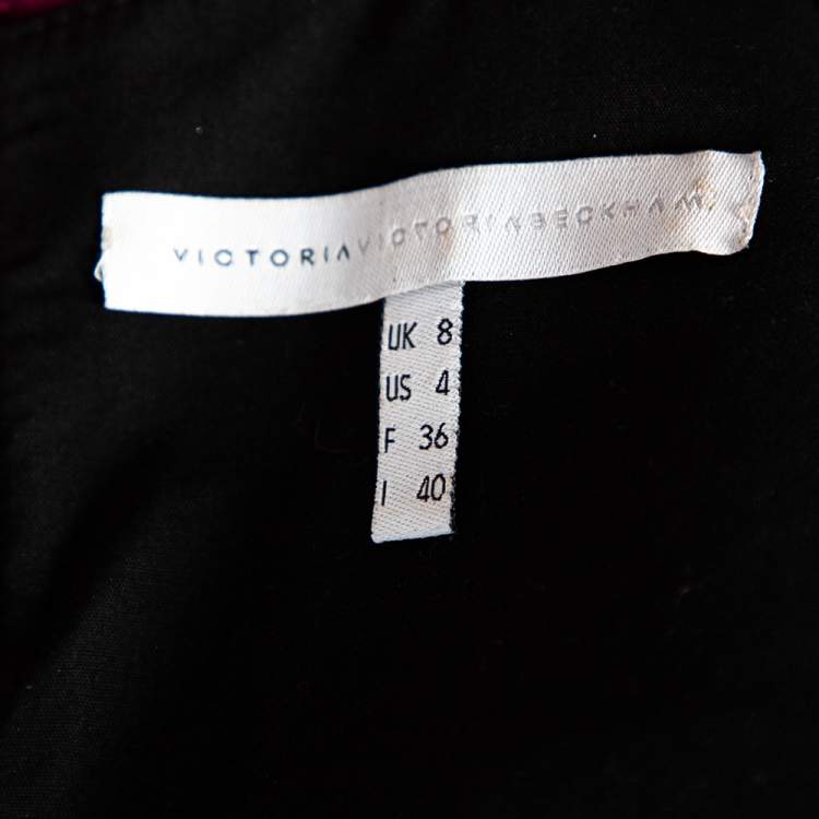 Pre Owned Victoria Victoria Beckham Purple Wool Short Sheath Dress S 