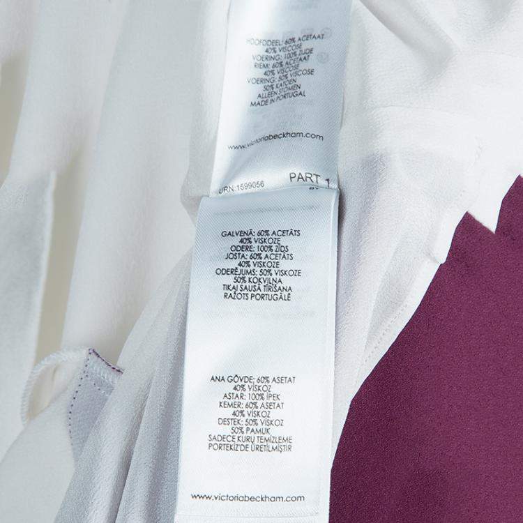 Pre Owned Victoria Victoria Beckham Purple and White Belted Shift Dress S