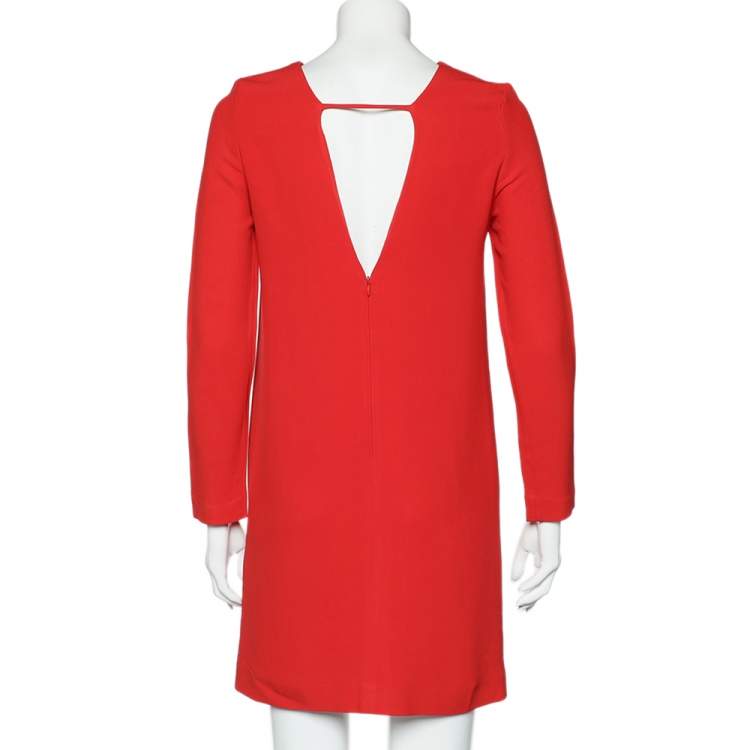 Pre Owned Victoria Victoria Beckham Red Crepe Plunging Back Mini Dress M